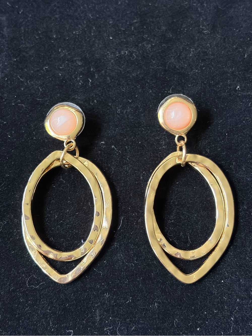 Target Gold-Tone Double Oval Drop Earrings with Peach Cabochon